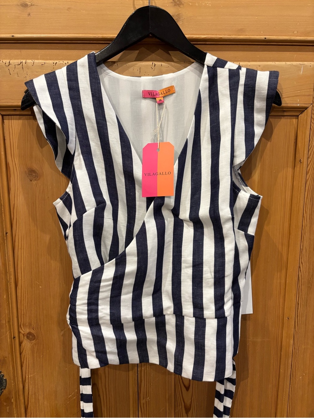Vilagallo Navy & White Striped Wrap Camisole